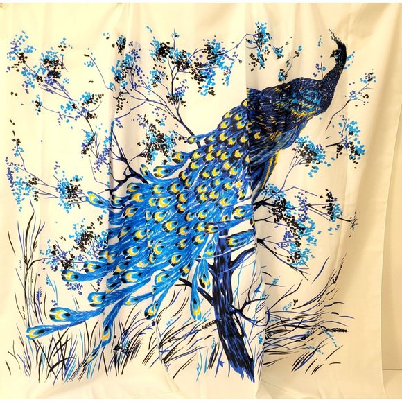 Extra Large Peacock Print Polyester Scarf - Picture 4 of 5